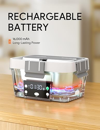 Miniatura 2 de Cordless Electric Lunch Box 16,000mAh – Smart Automatic Heating, 1.6L Portable Food Warmer, Rechargeable Battery-Powered Hot Meal Container for