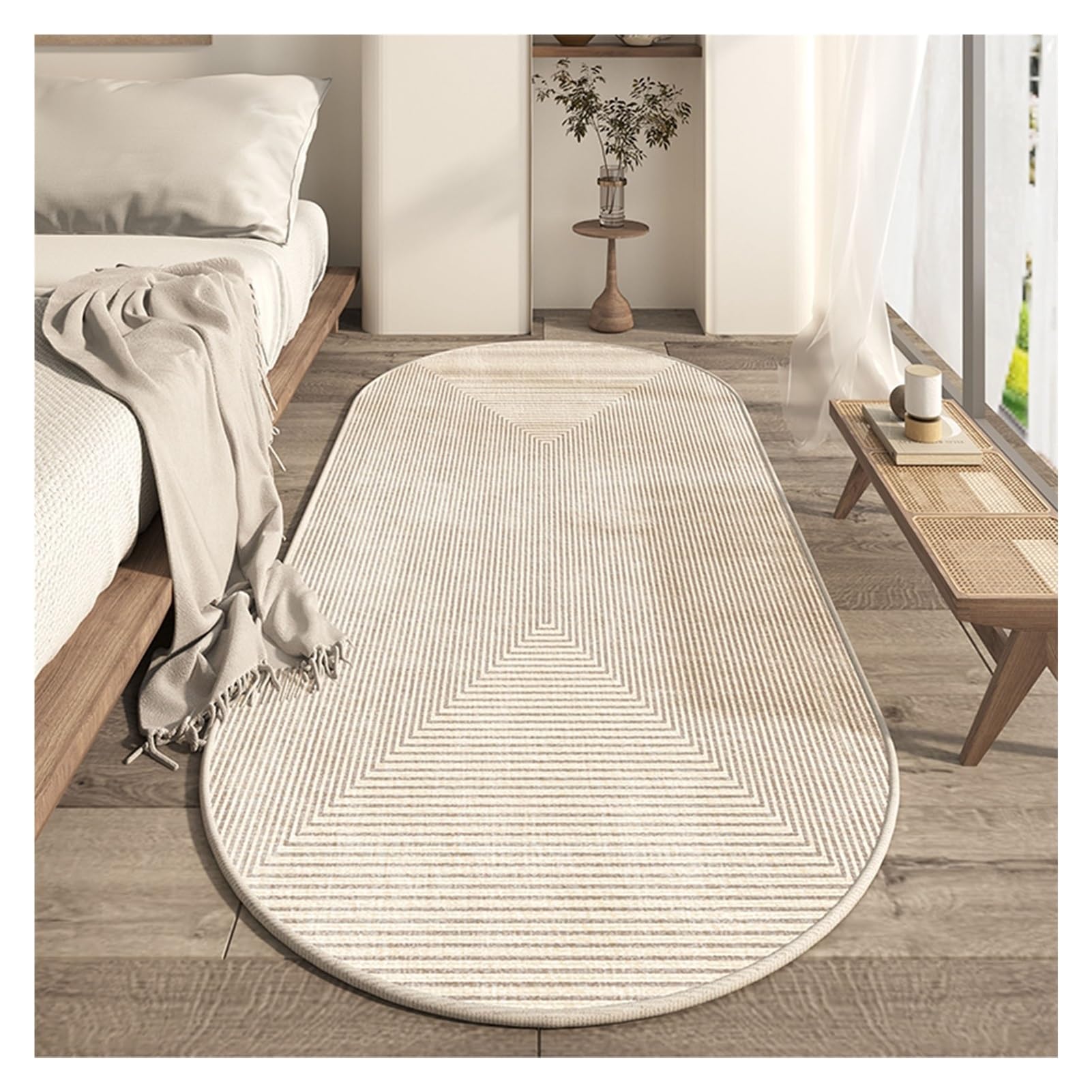 Tapis de chambre oval long couloir style minimaliste ambiance zen 100x200cm