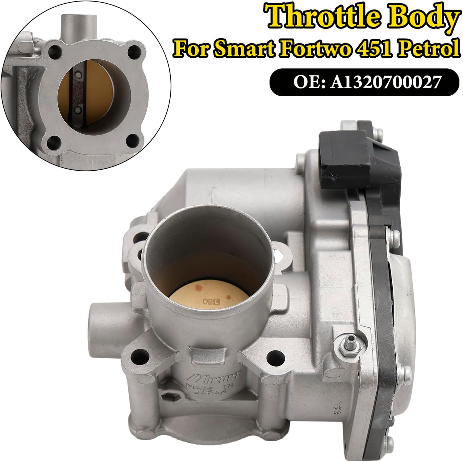 Areyourshop Throttle Body Assembly A1320700027 6 Pin Connector for Smart Fortwo 1.0L Pure/Passion 2008-2015