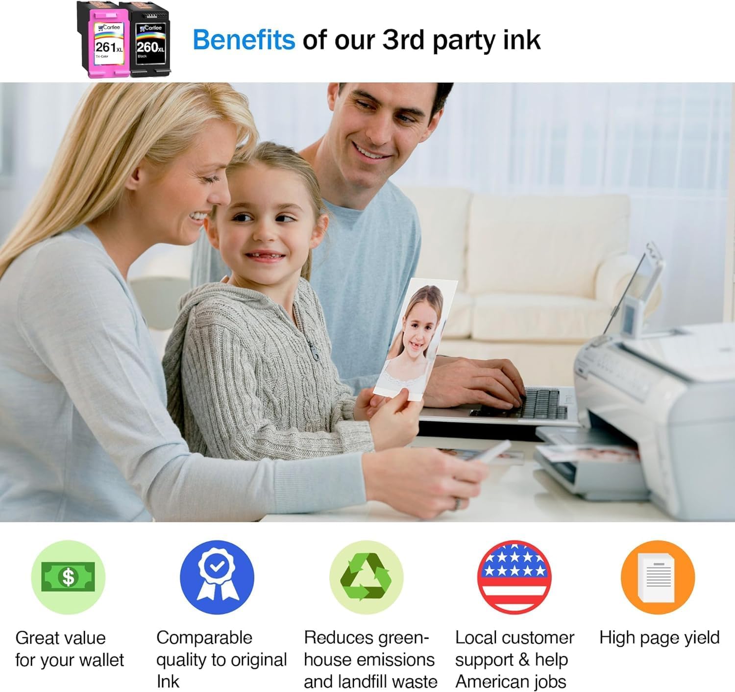 Cartlee Compatible Ink Cartridges Replacement for Canon 260 and 261 Ink Cartridges for Canon TS6420 260xl 261 for TS6400 PG-260 TS5320 2pk