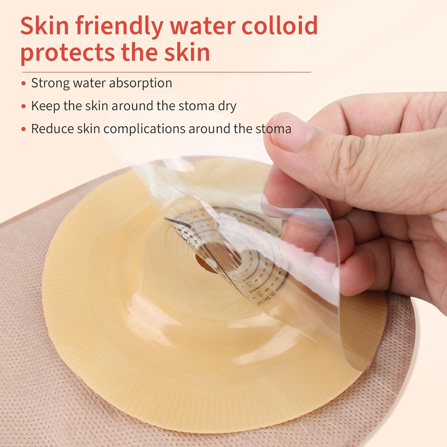 10 Pieces Convex Ostomy Skin Barriers for Two-Piece Colostomy Bags, Ostomy Supplies Colostomy Wafer for Uneven Wrinkled Skin Irregular Stoma, 45mm Max, Individually Wrapped
