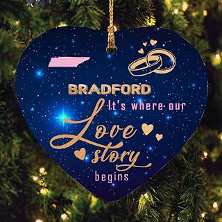Bradford Tennessee Ornament - Bradford Tennessee It's Where Our Love Story Begins - Gifts for Wedding Anniversaries and Love Days, Valentines Ornament Heart 3 Inch Plastic