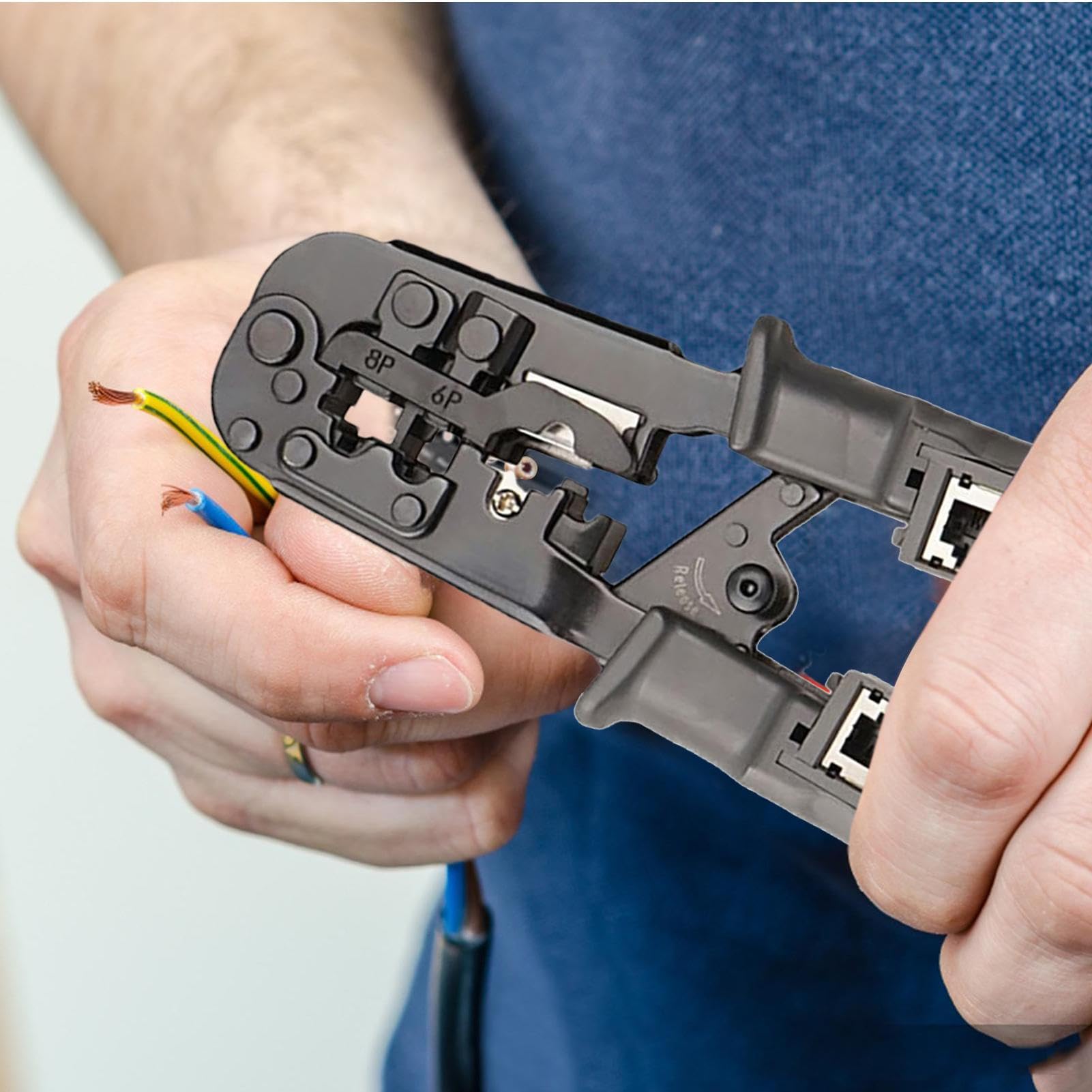 Pinza crimpatrice per cavi, pinza crimpatrice per cavi con pinza, pinza per installazione elettrica multifunzione per casa, officina, appartamento per studenti