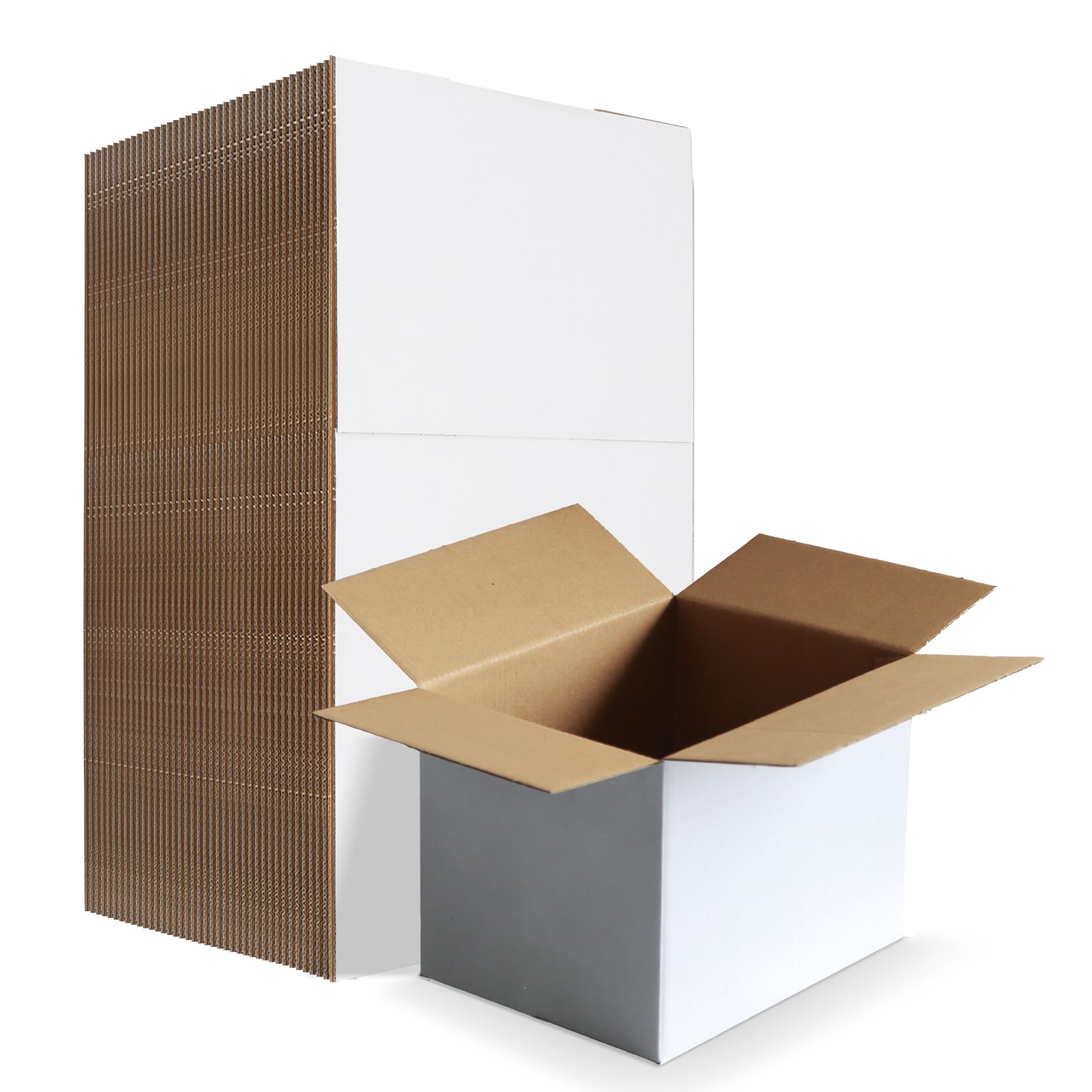 HORLIMER 8x6x6 Shipping Boxes Set of 40, White Corrugated Cardboard Mailer Box for Packing Small Business