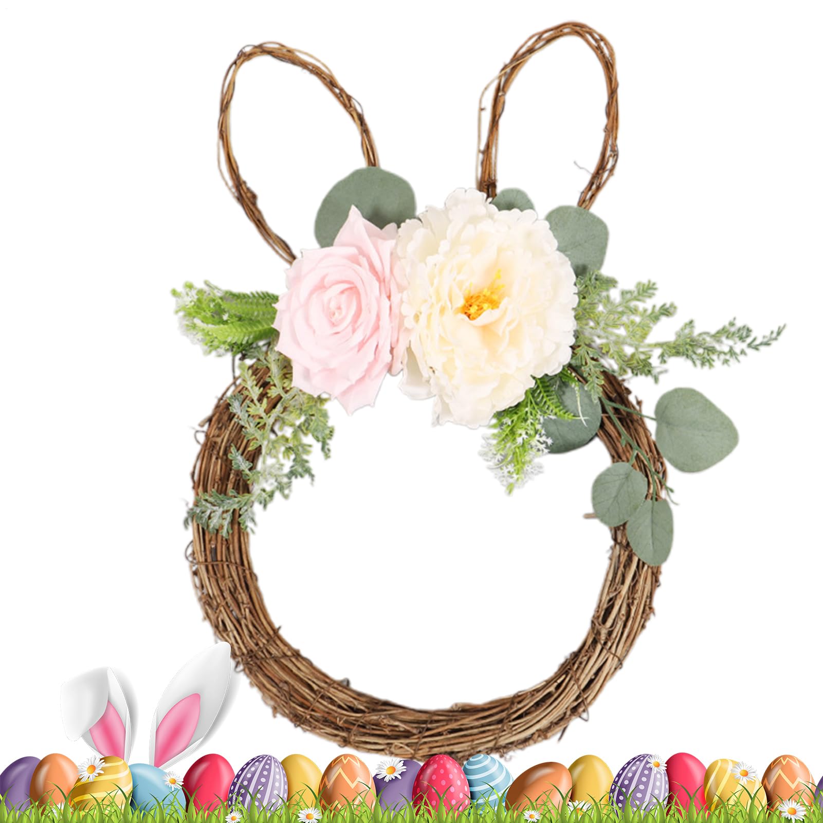 Couronne de lapin de Pâques artificielle durable pour orner vos murs sans entretien