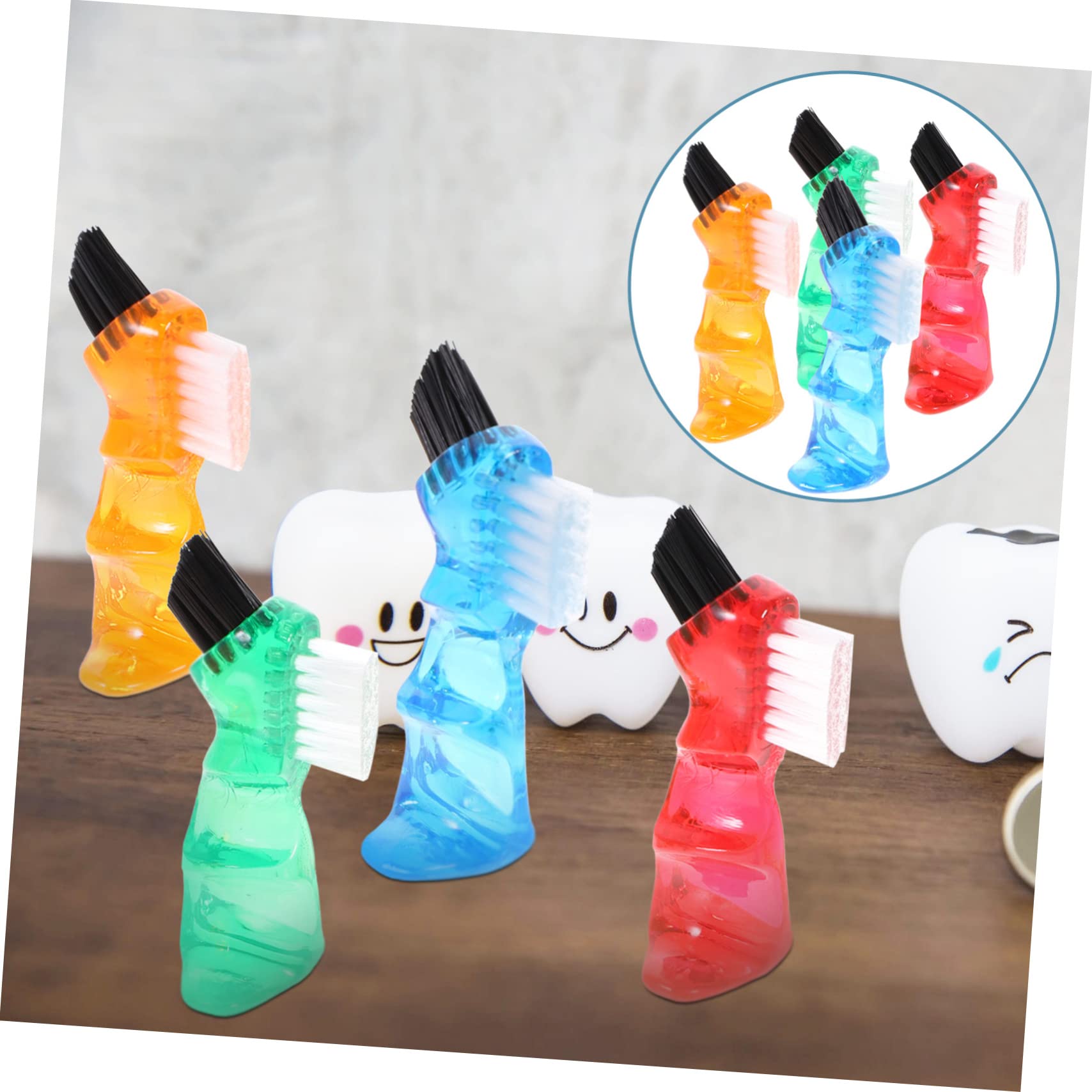 FRCOLOR 16piezas Cepillo Doble Cara Para Limpieza De Dentaduras Portátiles De Limpieza Para Personal Casa Surtidos
