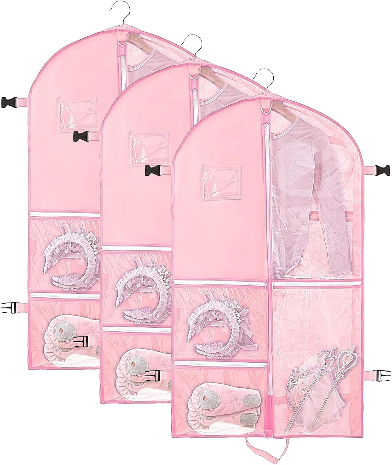 Garment Bag for Dance Costumes, 3 Pack 40 inch Dance Garment Bags for Dancers Hanging Clothes Travel Storage,Kids Dance Recital Bags for Competition,Dance Recital Gifts for Girls