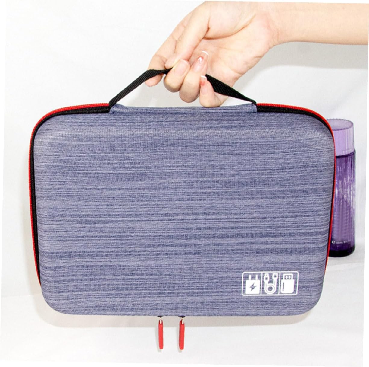 Electronic Accessory Storage Pouch Cable Organizer for Travel Durable Tech Organizer for Cords Chargers and Digital Devices Grey Blue