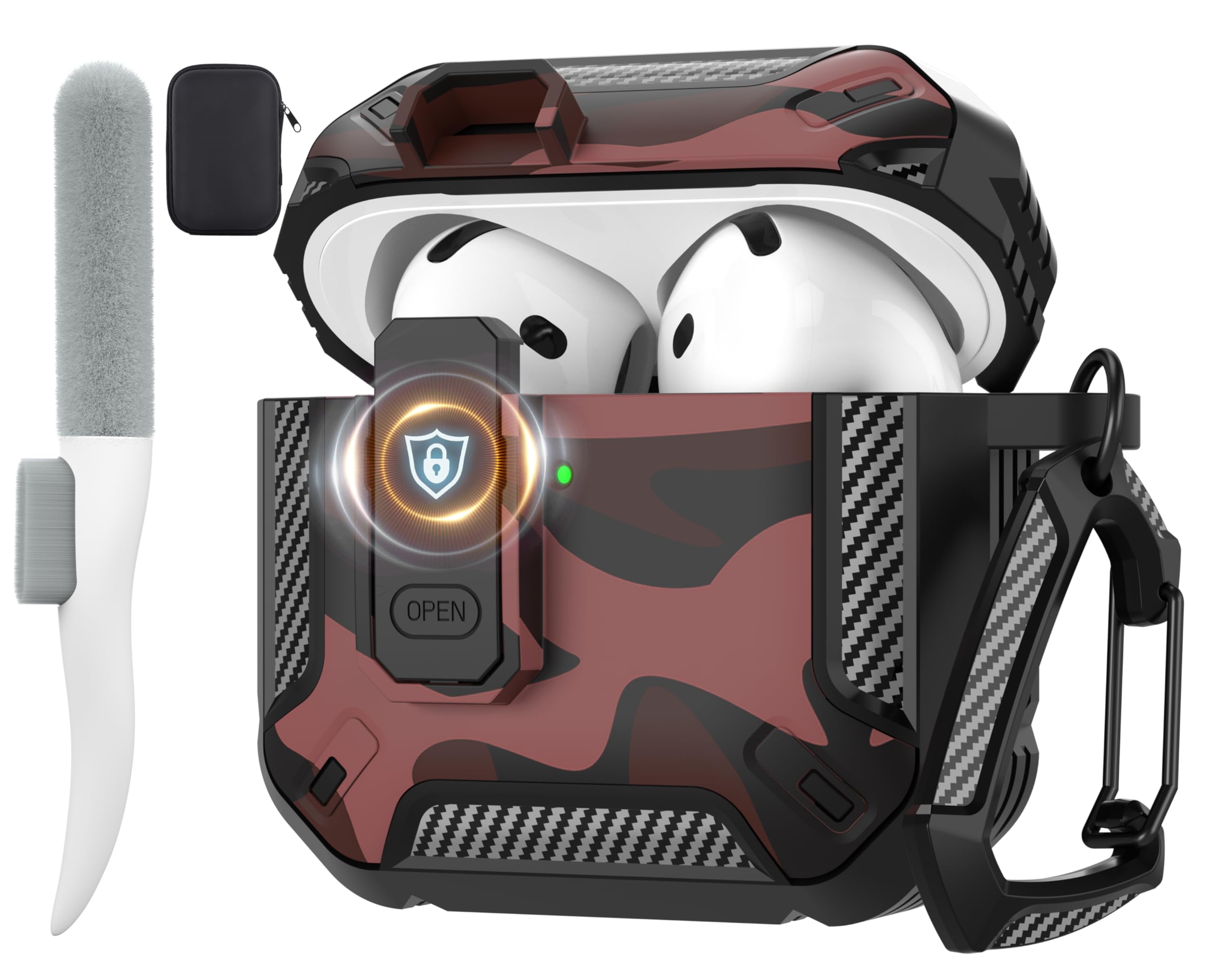 Maxjoy for AirPods 4 Case with Lock, AirPods 4th Generation Case Cover with Cleaner Kit Shockproof AirPod Gen 4 Protective Cases with Keychain