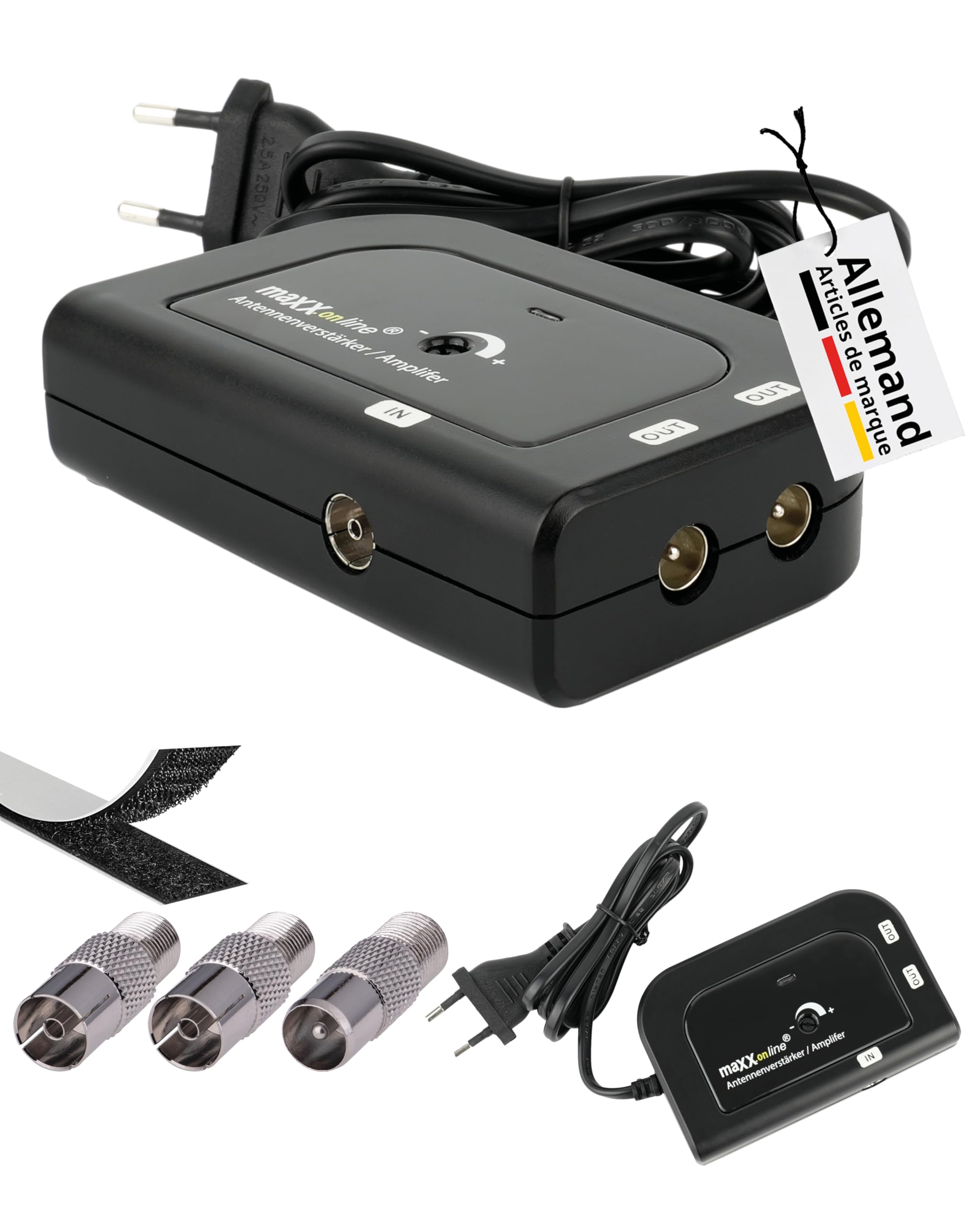 Amplificateur d'antenne 2x20 dB, 85-1006 MHz, F, TV par câble