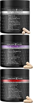 Formulation Factory Self Obsessed x Heart of Steel x The Night Before Bundle Testosterone Support, Nitric Oxide Blood Flow & Magnesium Sleep Support for Men with Shilajit, L-Citrulline 1000mg & Me