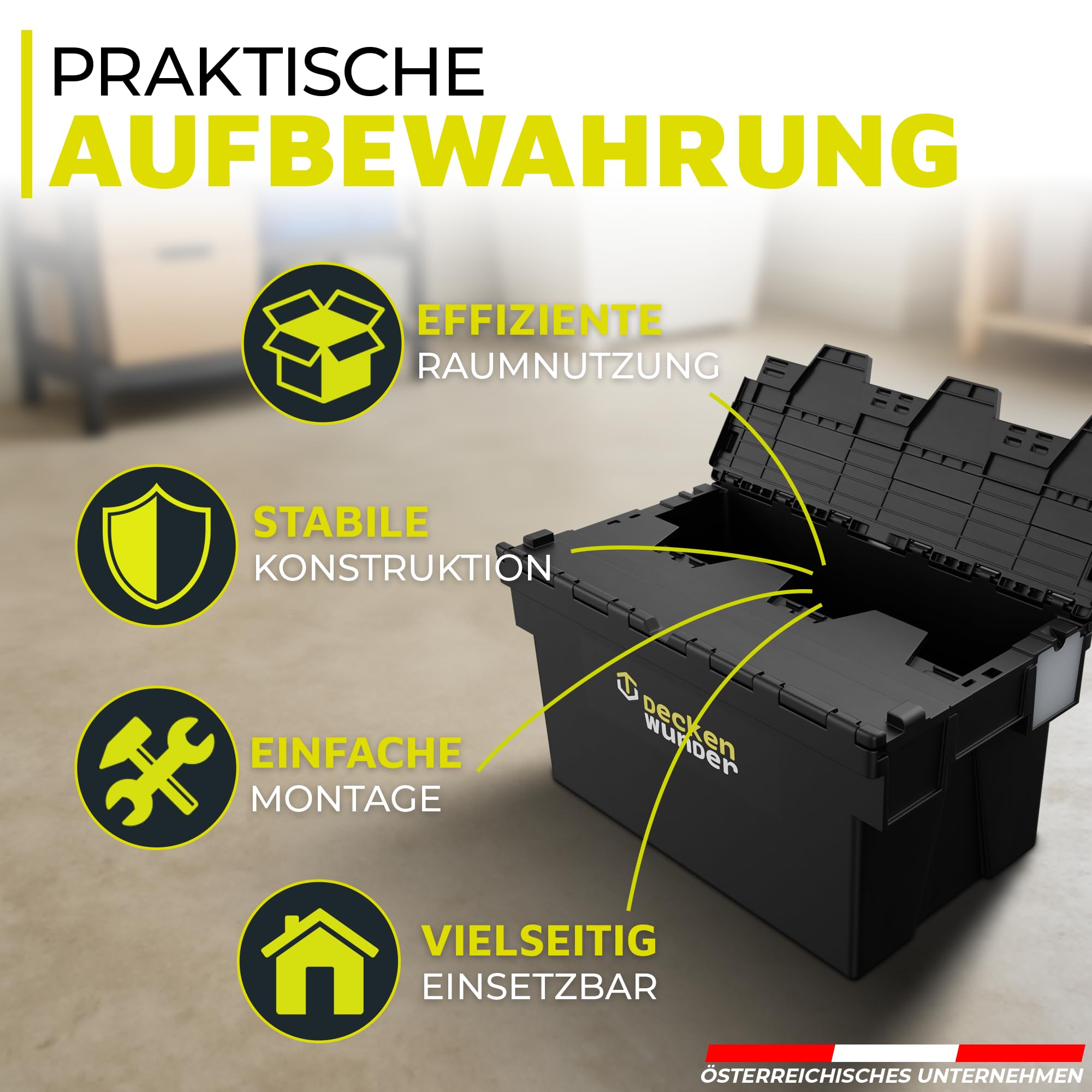 Storage-System | Überkopf-Garagenregal, Deckenregale, Deckenboxen, perfekt für Garage, Keller, Gartenhütte und Dachboden (4 Sets)