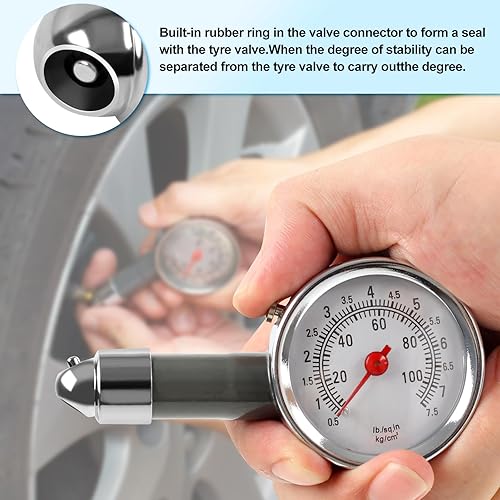 Miniatura 5 de Medidor de presión de neumáticos para automóviles (0-100 psi), medidores mecánicos para presión de neumáticos, medidor de presión de neumáticos
