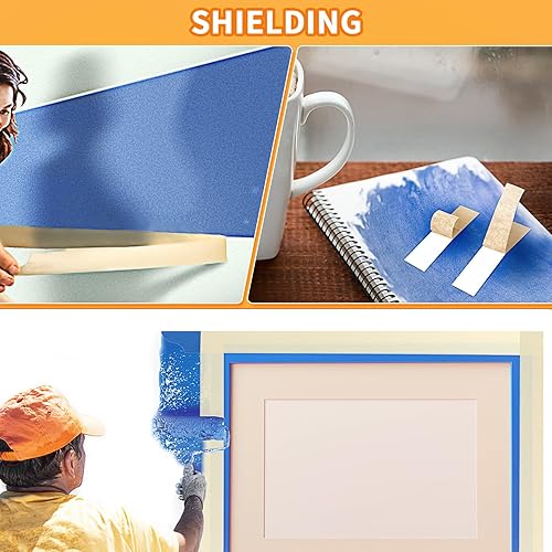 Miniatura 3 de Cinta adhesiva a granel, cinta para pintores de 1.88 pulgadas x 3 rollos (total de 180 yardas), color beige, multisuperficie, de uso general,