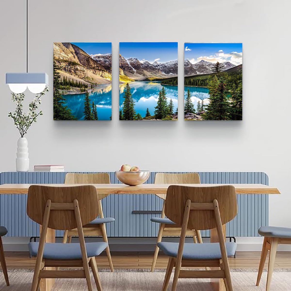 Yxbhhym Canvas Wall Art for Living Room Lake Mountain Wall Art Landscape Picture Blue Sky Forest Print Scenic Nature Painting Wall Decor Bedroom Modern Framed Office Artwork Bathroom Home Décor