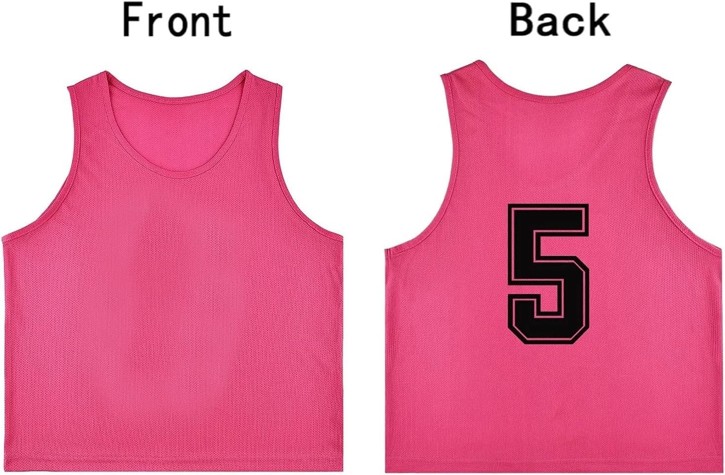 Scrimmage Training Vest Kids Youth Adult Soccer Practice Jersey Athletic Pinnies Numbered (1-12), Neon Green