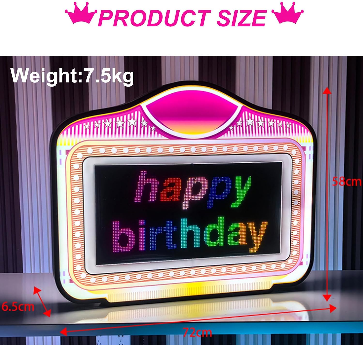 Club Signs for Bottle Service,Handheld Color Letter Billboard,WiFi Control,Supports Text in Multiple Languages,Adjustable Scrolling Speed