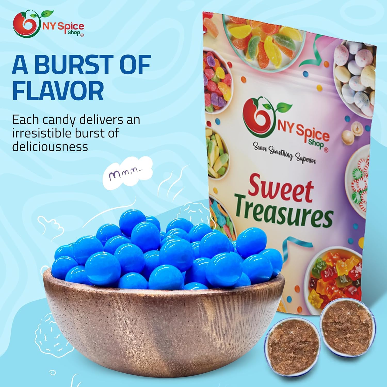 NY Spice Shop Royal Blue Sixlets Candy - 5 Pound Holiday Shimmer Chocolate Balls – Royal Blue Themed Event Candies for Holiday Snack Mix Treats, Seasonal Candy Buffet & Party Favor