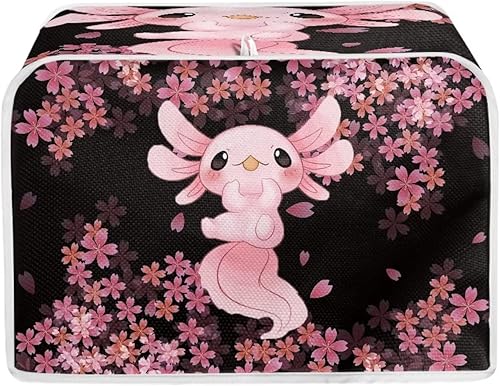 Axolotl - Fundas para tostadoras de flores de cerezo con gancho superior, 2 rebanadas de cocina, pequeños electrodomésticos, antihuellas, lavables a