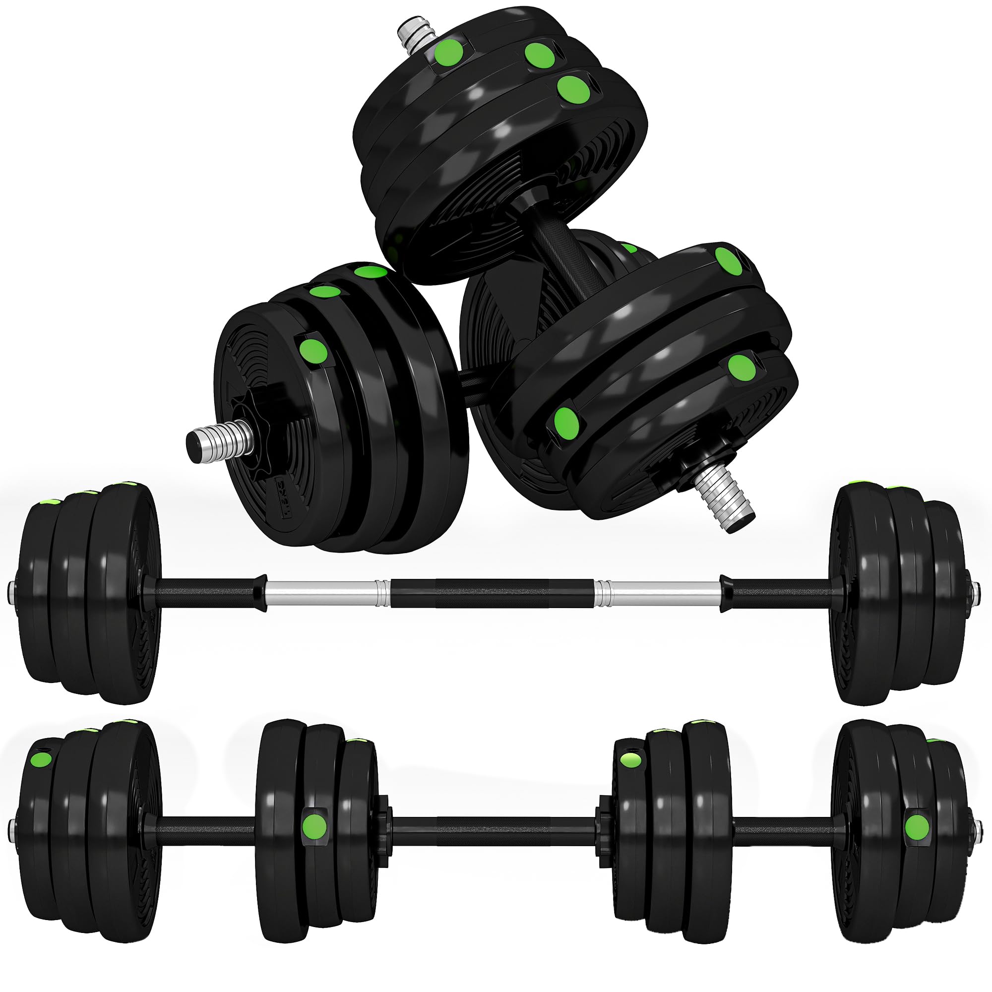 SPORTNOW Zestaw hantli 2 w 1, 15/20/25/30 kg, regulowany hantle, ochrona podłoża, do treningu siłowego, fitnessu, podnoszenia ciężarów, czarny