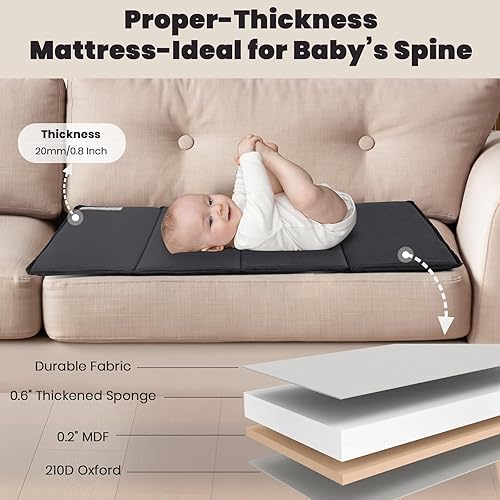 Miniatura 6 de Cunas para Bebé Junto a la Cama, Cuna Portátil 4 en 1 Junto a la Cama con Colchón, Cambiador de Pañales, Cesta de Almacenamiento, Caja de Música,