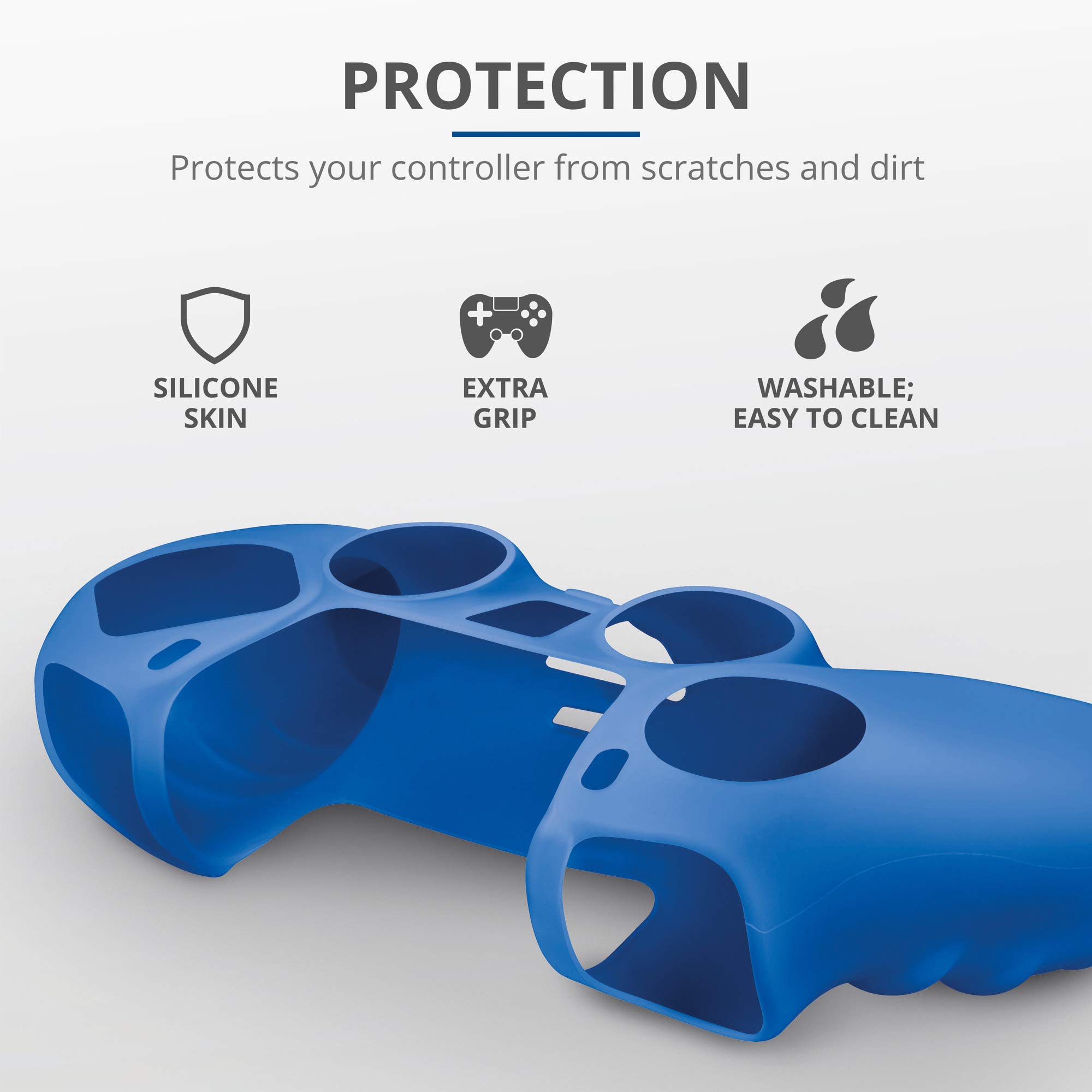 Trust Gaming GXT 748 Funda Silicona para Mando PS5, Carcasa Suave Cubierta Antideslizante Protectora para Controlador DualSense de PlayStation 5 - Azul