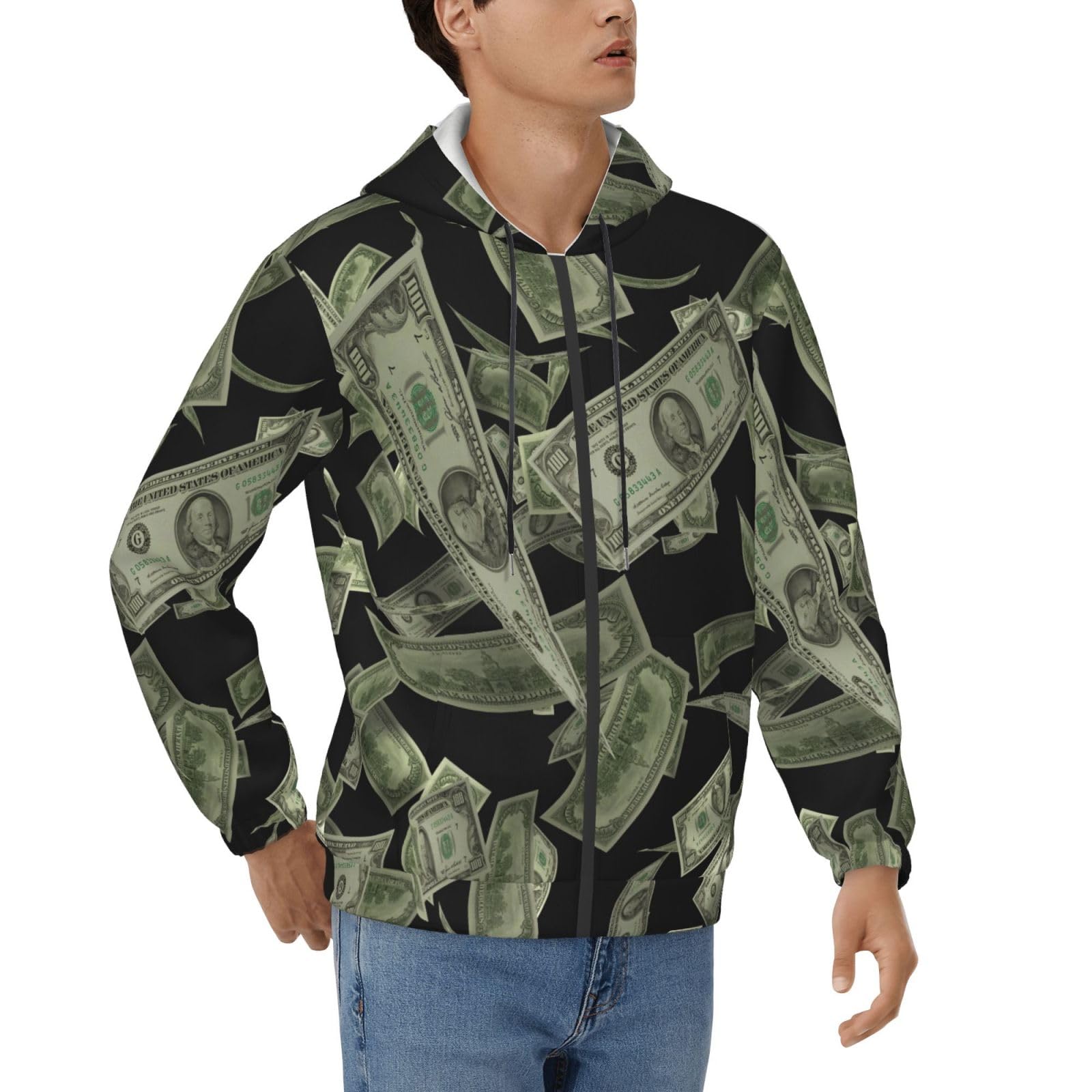 Sweat à capuche imprimé dollar pull doux molletonné toutes saisons - 8
