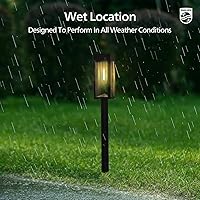 Vista 8 de Philips 8 Packs Solar Pathway Lights Outdoor, Glass Metal Led Garden Landscape Lightings, 3000K Warm White, Waterproof for Decor Yard, Walkway