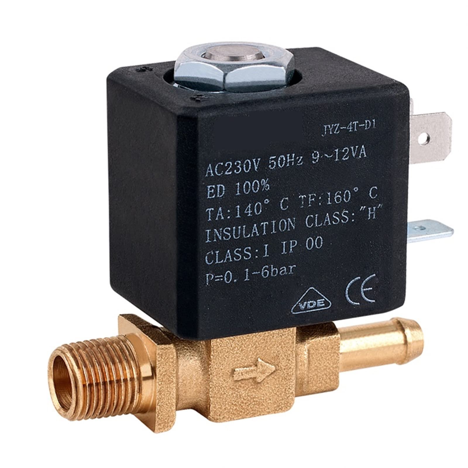 HDPHCRIUN JYZ-4T AC 230V G1/8quot 2/2 Way 6bar 3mm Water Gas Steam Electromagnetic Solenoid Valve for Electric iron Steamer ect 1Pcs