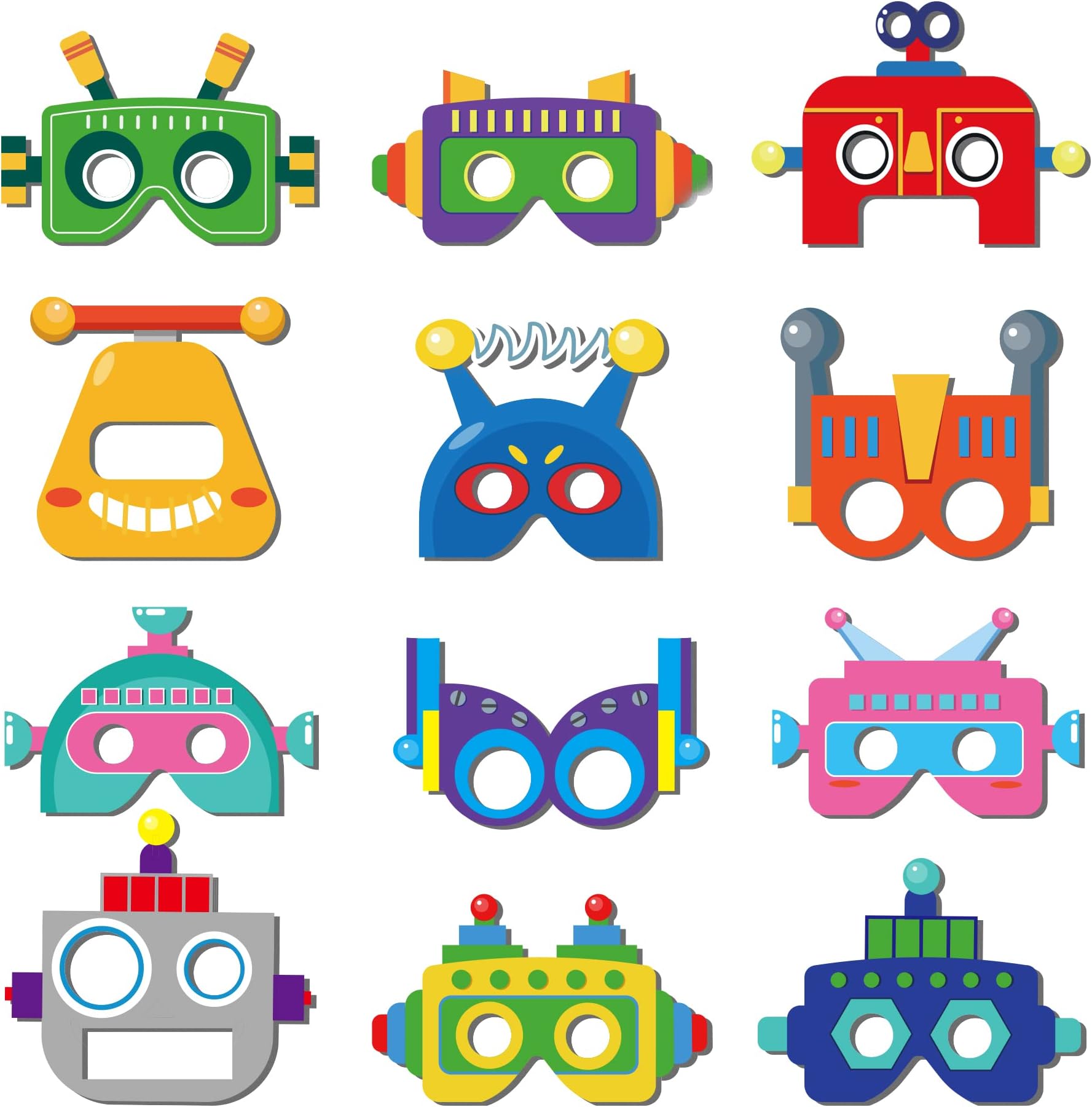 12 PCS Robot Paper Masks Birthday Party Cosplay Masks for Birthday Partys Bots Party Supplies Gift Robots Favor Cosplay Dress up Costumes for Kids Boy Girl Favors