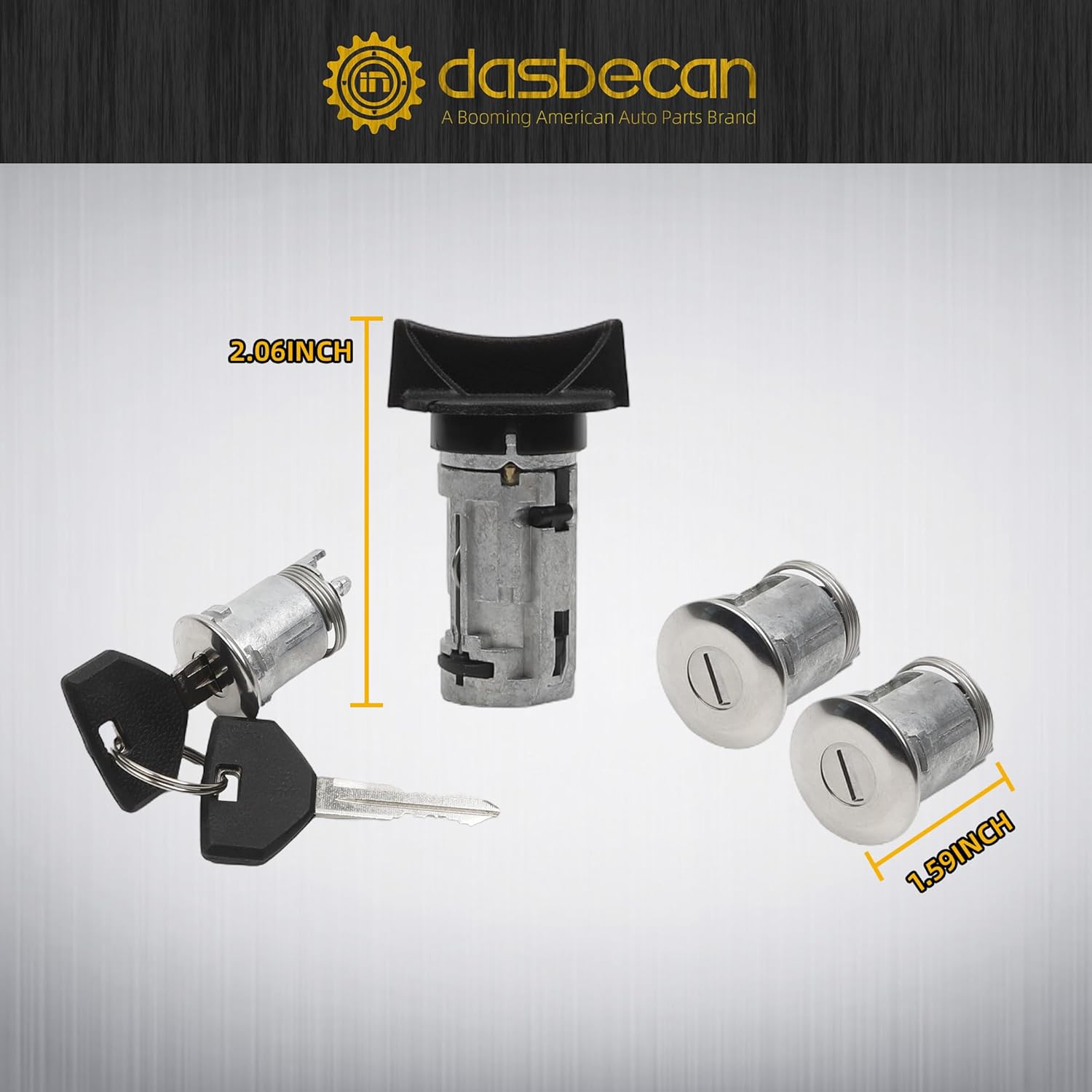 Dasbecan Ignition Switch Lock Cylinder with 3 Door Locks & 2 Keys Compatible with Jeep Wrangler YJ Cherokee XJ 1991-1996 Replaces# 17250.05 924-908 5161055AA 4720929K