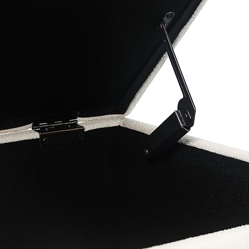 Miniatura 217 de Adeco Taburete de almacenamiento con diseño de escritura de tela, tapa con bisagras, patas de madera maciza, otomanas de 18 pulgadas de altura y 3D