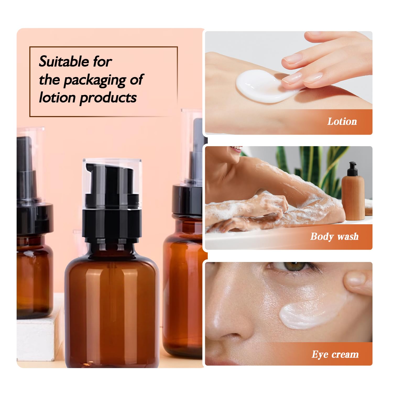 2PCS 120ml/4oz Empty Plastic Amber Pump Bottles Travel Bottles Refillable Cosmetic Makeup Lotion Pump Dispenser Container Storage Jars for Shampoo Conditioner Shower Soap Essential Oil - Image 7