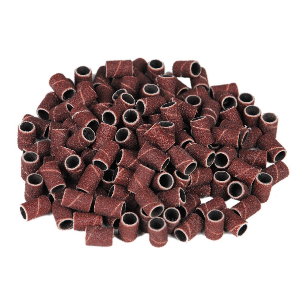 InnoLife - 300pcs Grit 180# Nail File Sanding Bands Replacement for 3/32" Shank Size Nail Drill Bits Fit