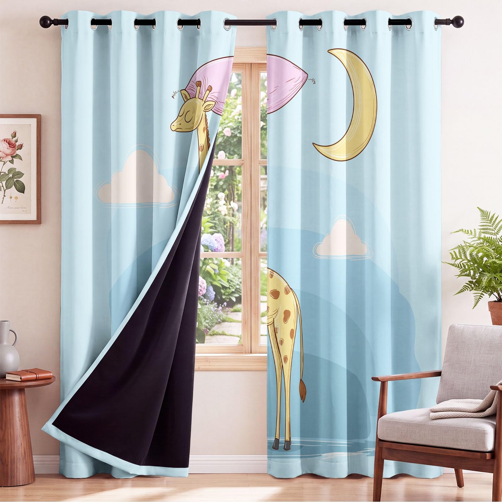 2er Set 245 x 140 cm 100% Blickdicht Kinder Frische Früchte Vorhänge
