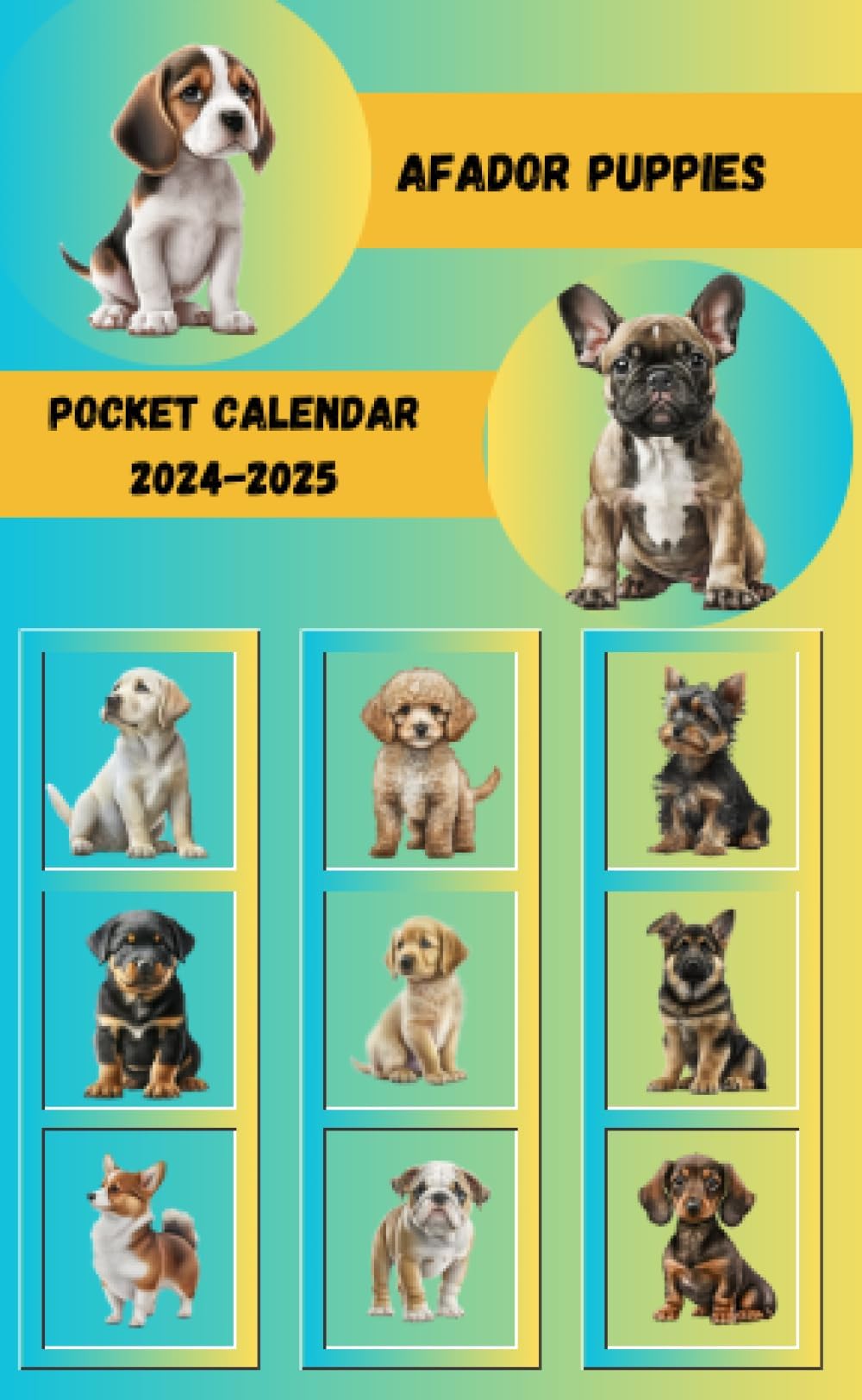 Afador Puppies Pocket Calendar 2024-2025
