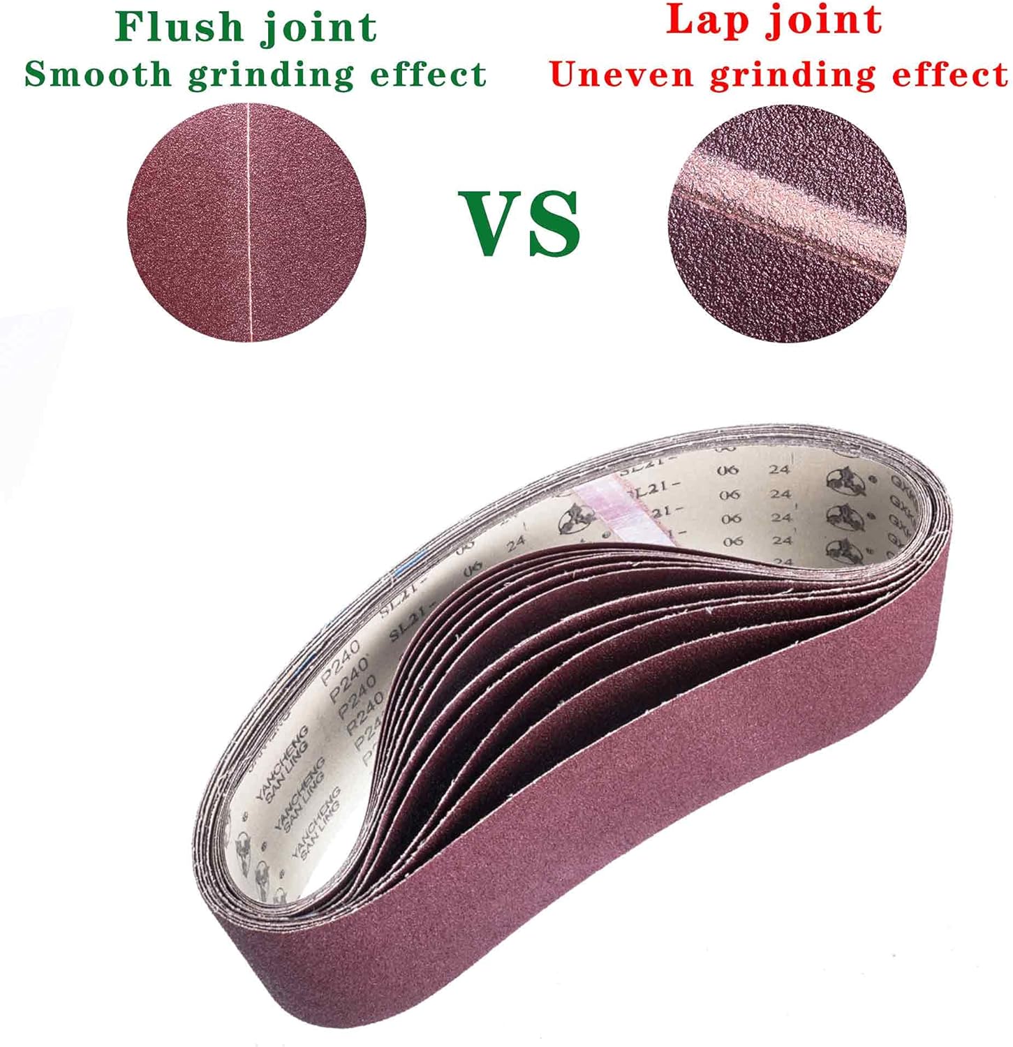 3 x 21 Inch Sanding Belt, Flush Joint 40/80/120/240/Assorted Grits 12 Pack Aluminum Oxide Premium Sandpaper for Portable Belts Sander Paper - - 