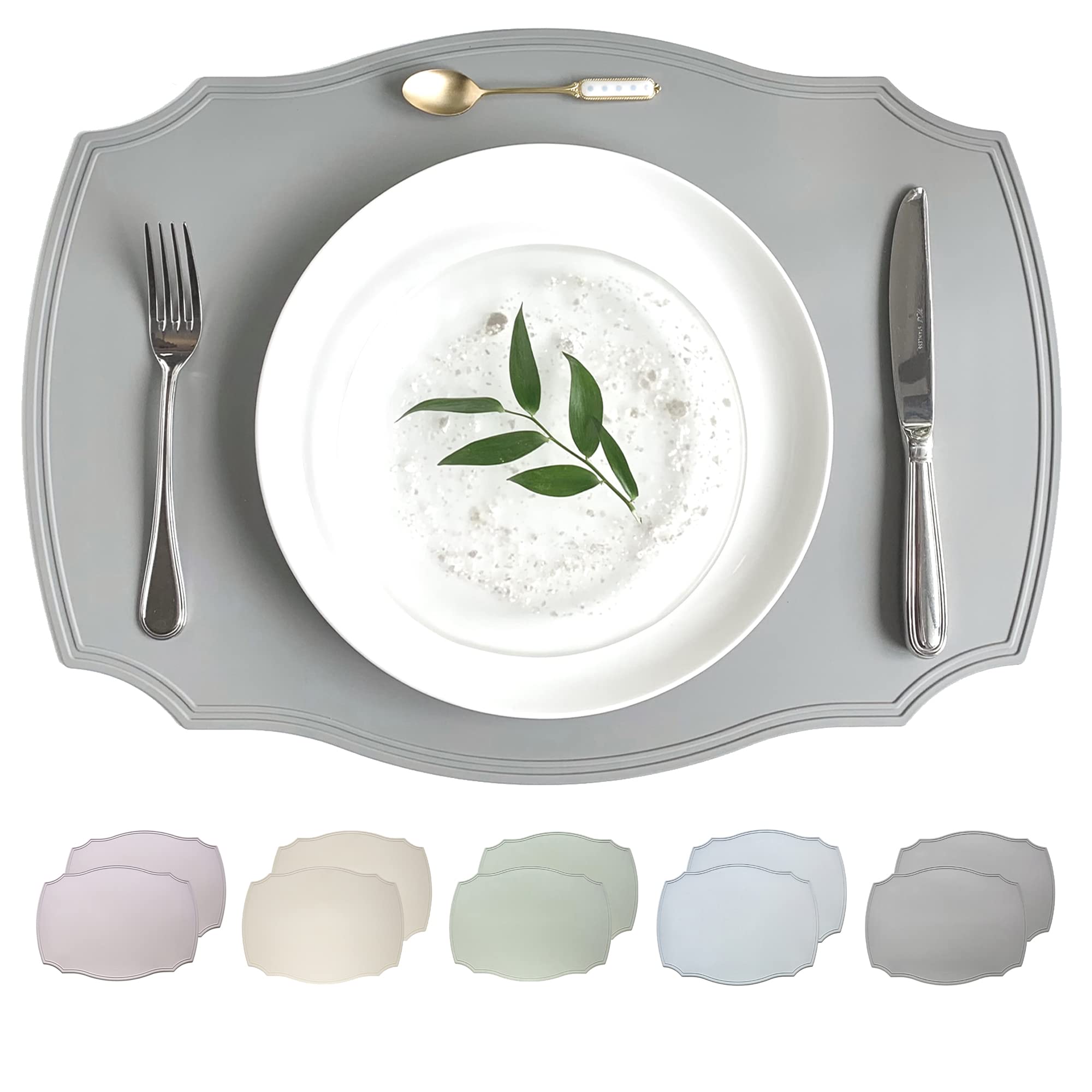 Rommy & Co. 2-częściowy zestaw podkładek z silikonu klasy premium (Zen Grey)
