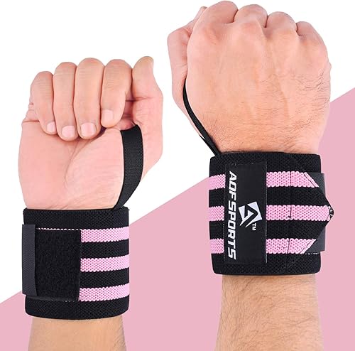 Miniatura 7 de AQF Muñequeras para levantamiento de pesas  Aprobado por USPA e IPL de 18 pulgadas con bucle para el pulgar  Correas de muñeca de levantamiento de