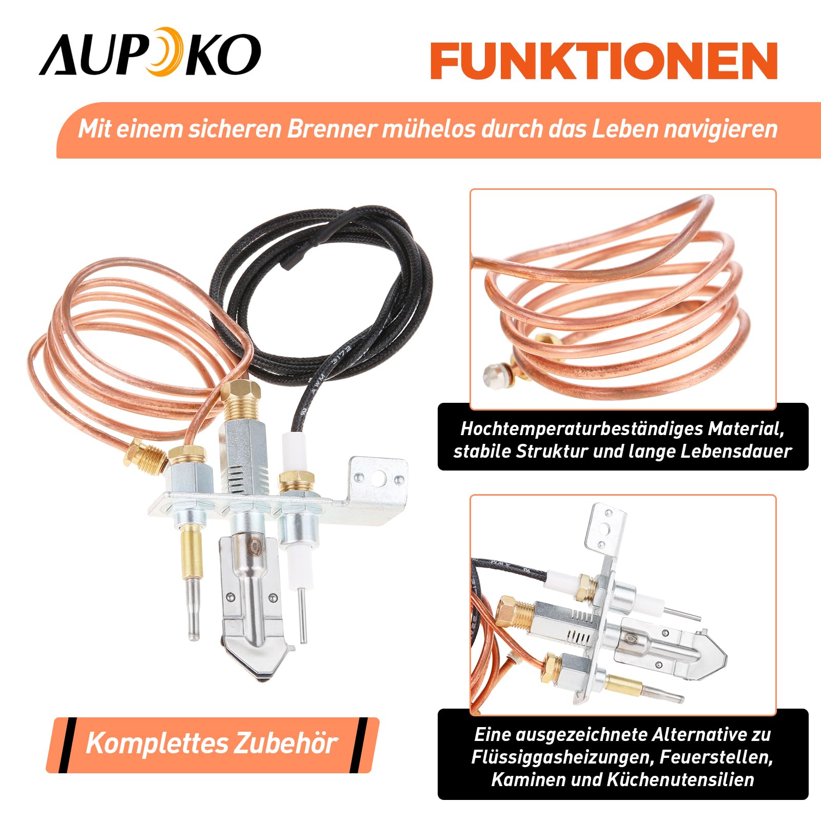 Aupoko Gas natural M9*1 termopar y encendido 900 mm piloto quemador kit para chimenea/termopar gas calentador de agua piezas