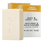 Bravo Sierra Body and Hair Mens Soap Bar, 2-Pack - All-In-One Shampoo & Soap for Face, Hair & Body - Citrus & Cedarwood, 7 oz - Coconut, Shea Butter & Oat Flour for Soft Skin & Healthy Hair