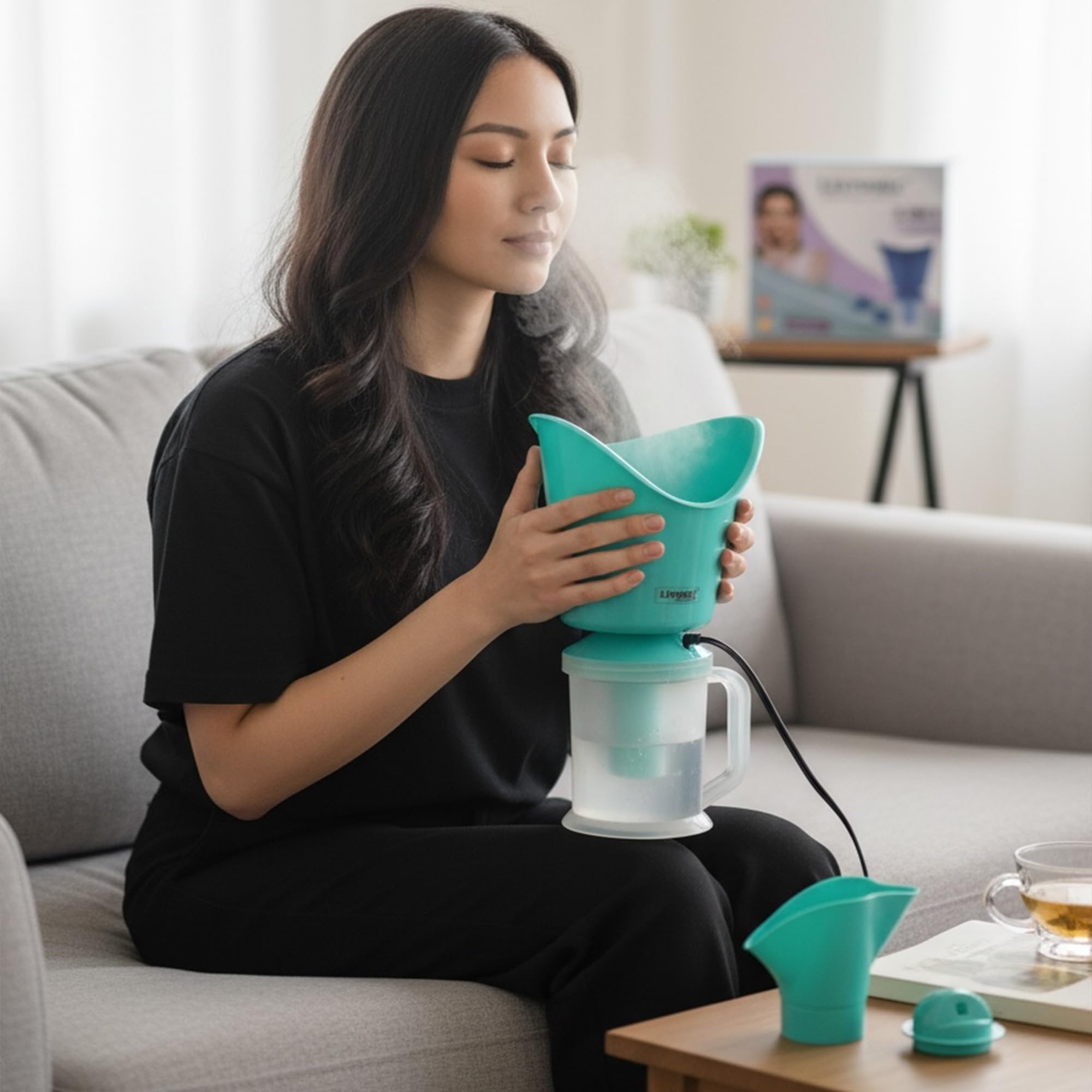 Livronic® 3 in 1 Steamer Vaporizer for Cold & Cough | Sauna Steam & Steamer Vaporizer for Face & Skin | Steam Inhaler Machine for Sinus, Congestion Relief – Adults & Kids (GREEN) 4
