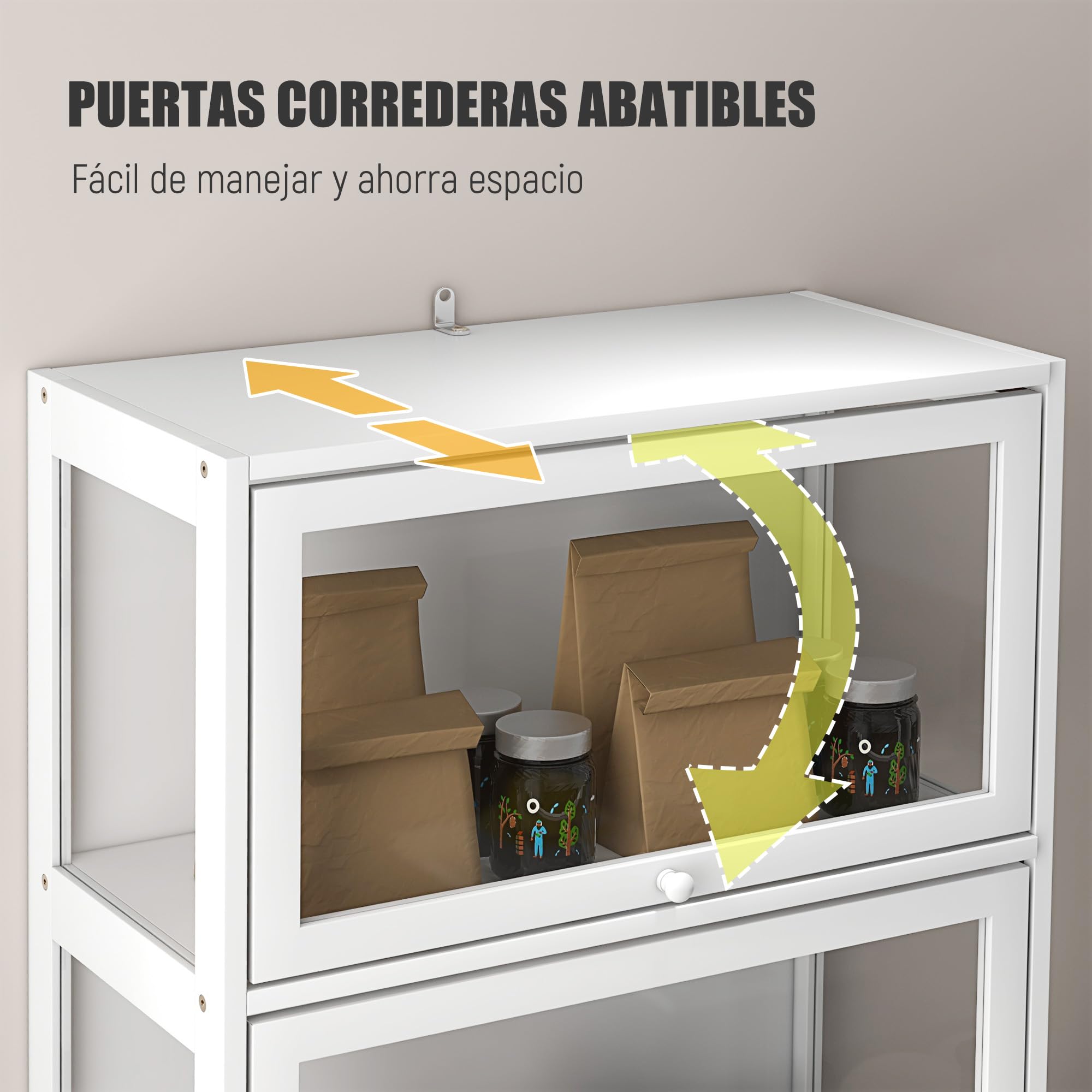 HOMCOM Vitrina de Coleccionista de 4 Niveles Armario Auxiliar con Puertas Abatibles de Acrílico Anti-vuelco Vitrina para Estudio Dormitorio Oficina 59x30x139 cm Blanco