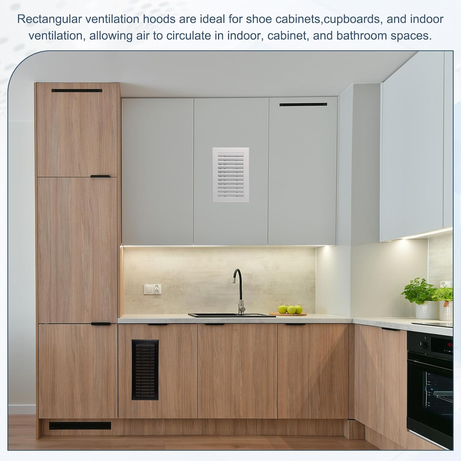 Aluminum Air Vent Cover (16" x 10") - Rectangle Ventilation Grille Louvered Ventilation Cover for Cabinet Closet Door Wardrobe HVAC Vent (Ducting Openings: 13.6" x 7.7"),Black