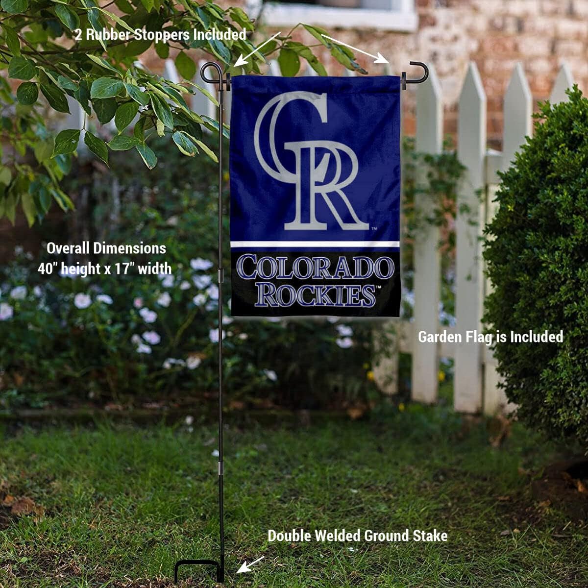 Colorado Rockies Garden Flag with Stand Holder - Image 3