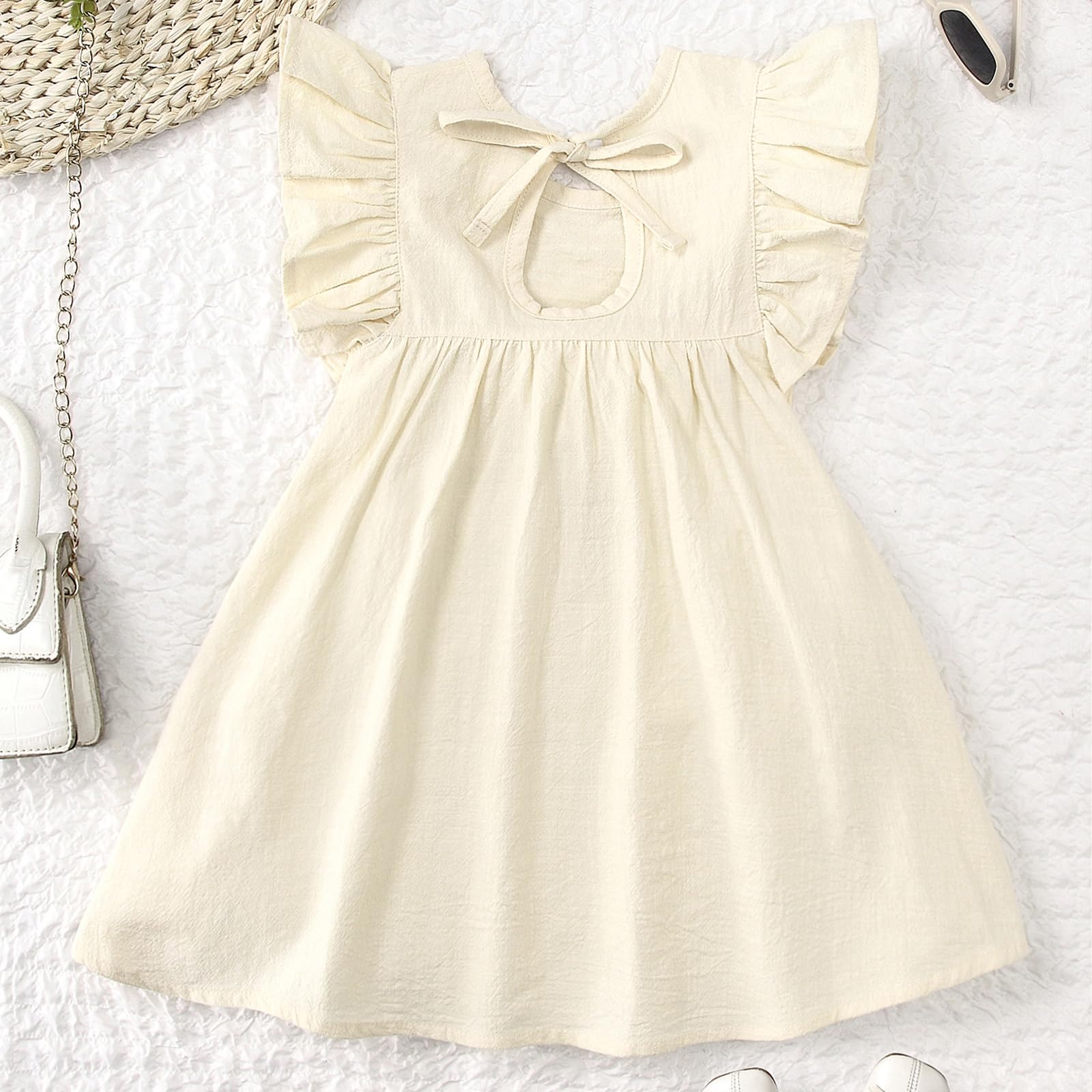 Abiti Estate da Bambina a Senza Maniche Elegante A-Line Vestito Cotone da Principessa per Feste di Compleanno Cerimonia 2-7 Anni