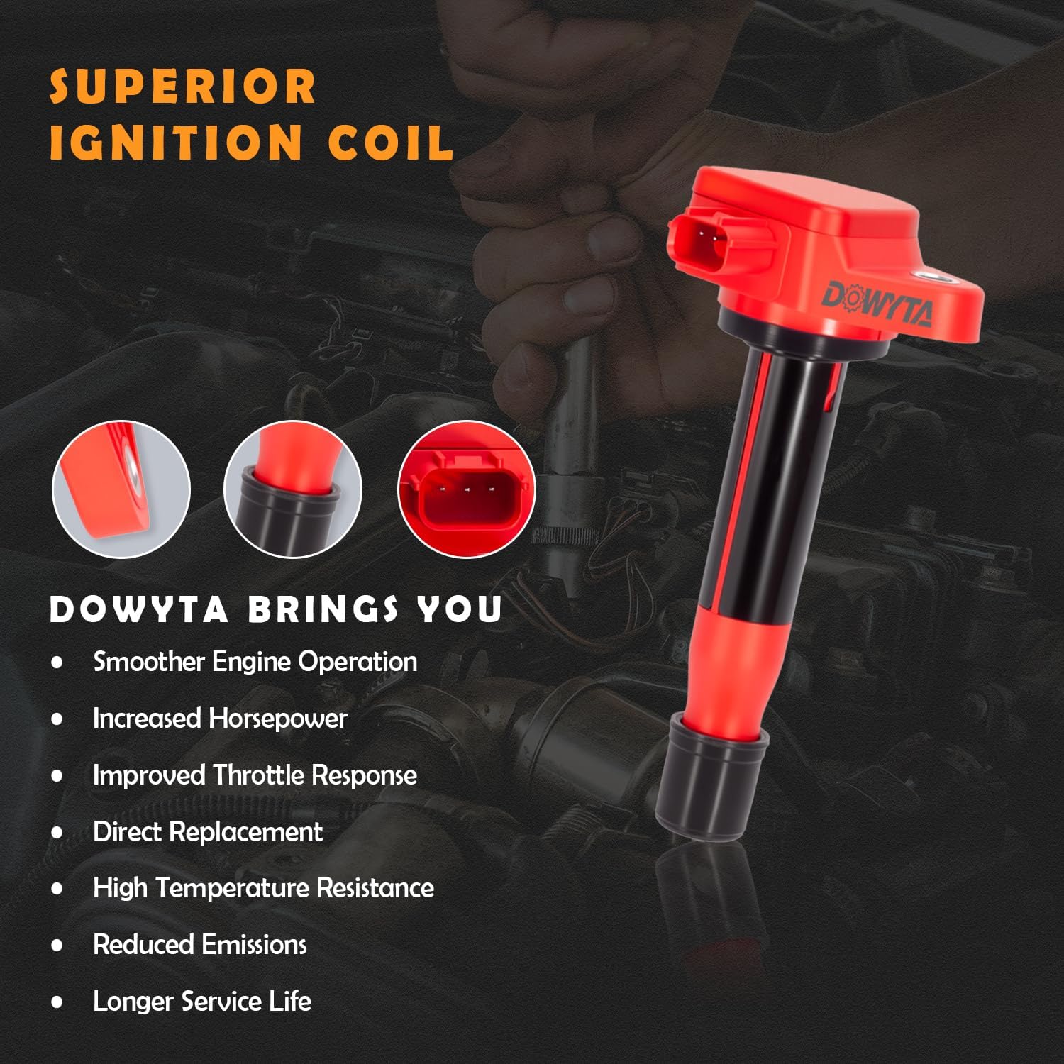 Set of 6 Ignition Coil Pack & Spark Plug & Engine Valve Cover Gasket Fits for Honda Accord Crosstour Odyssey Pilot Ridgeline, for Acura RL TL TSX ZDX RDX 2008-2017 3.5L 3.7L V6 Replaces UF603