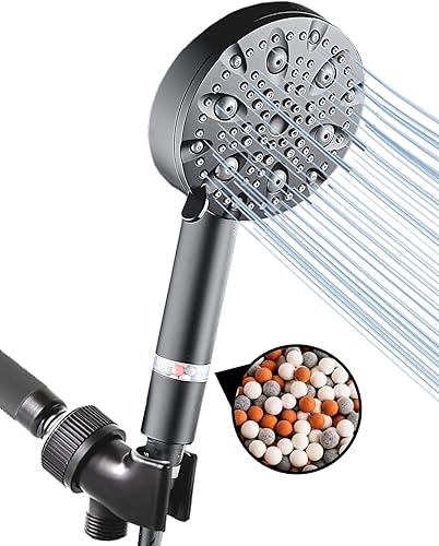 Cabezal de ducha negro original StoneStream 9 con modo de pulverización, 9 flujos de agua dinámicos para una experiencia estimulante similar a un