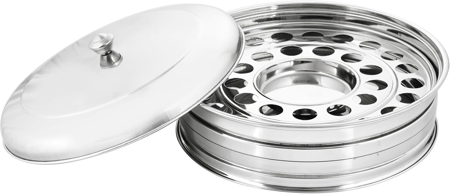 VJR Communion Tray Set with Bread Plate & Cover – Polished Stainless Steel Drink Serving Set – Church Communion Plates and Tray Set