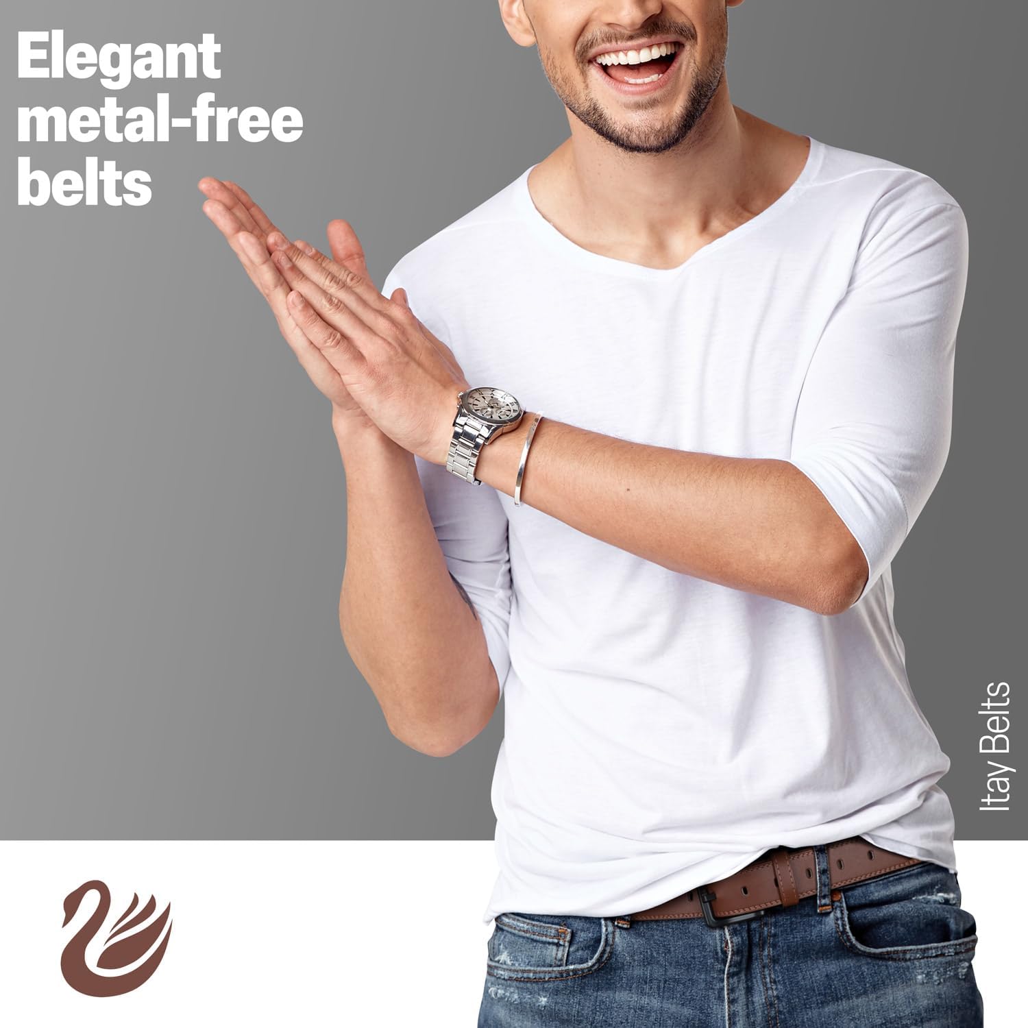 ITAY Metal Free Hypoallergenic Leather TSA Belt, Nickel Free Mens Belt, Non Metal Belt, Men Strudy Airport Friendly TSA Belts - Image 6